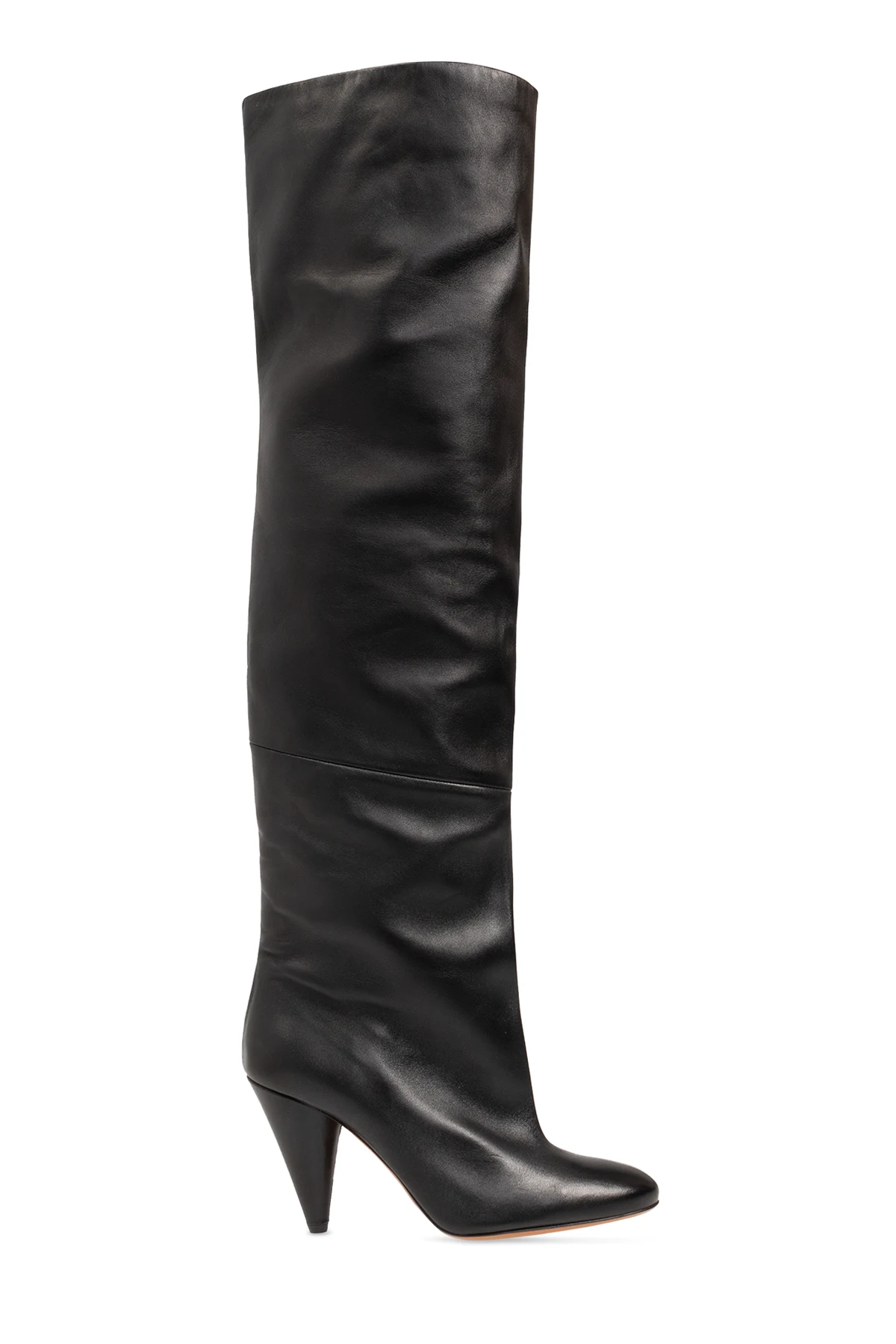 Skórzane kozaki na obcasie