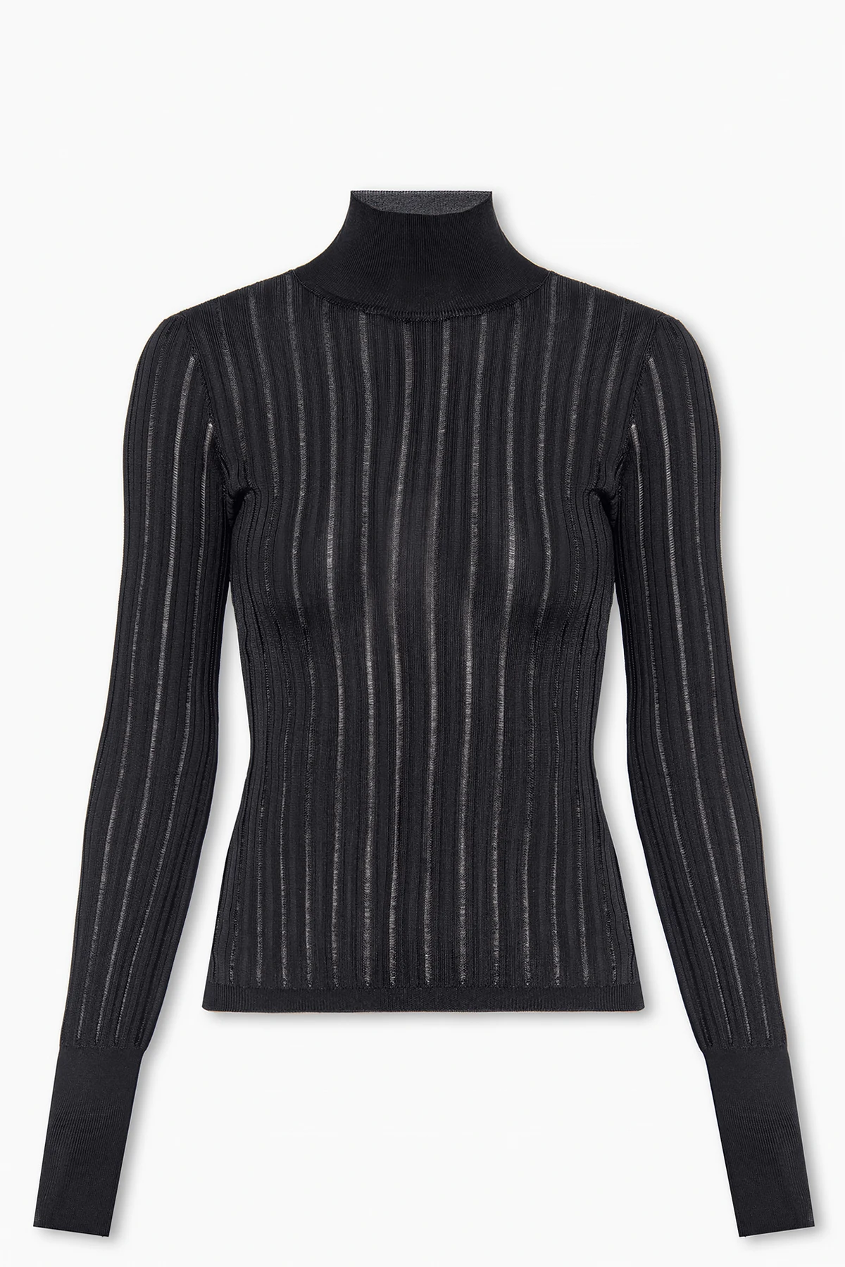 Ribbed top with standing collar