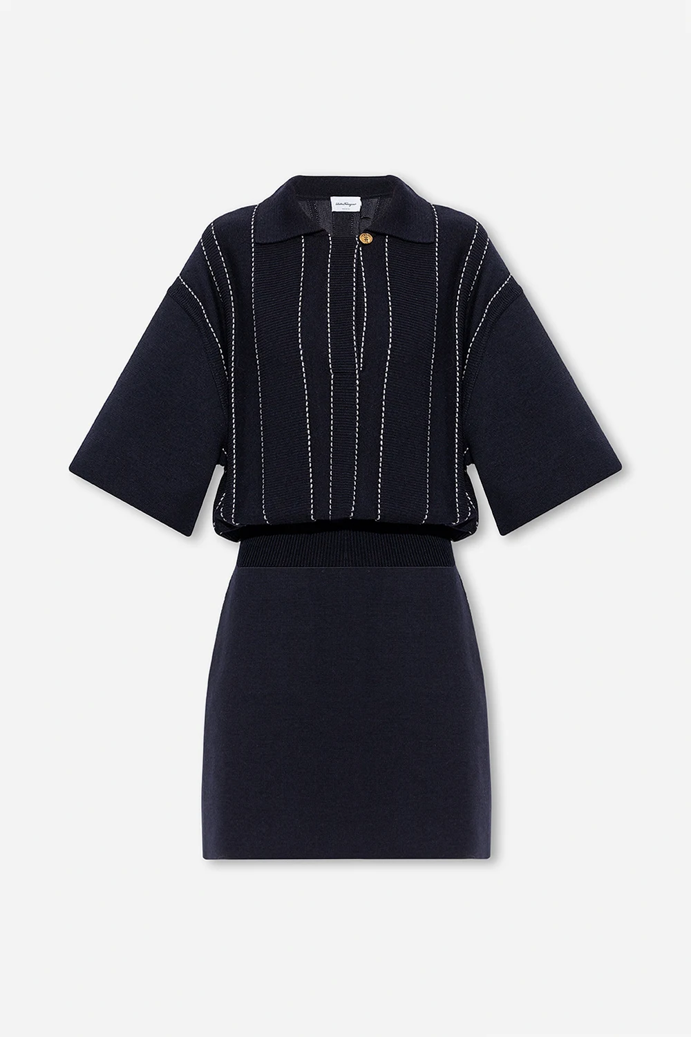 Wool dress with contrast stitching