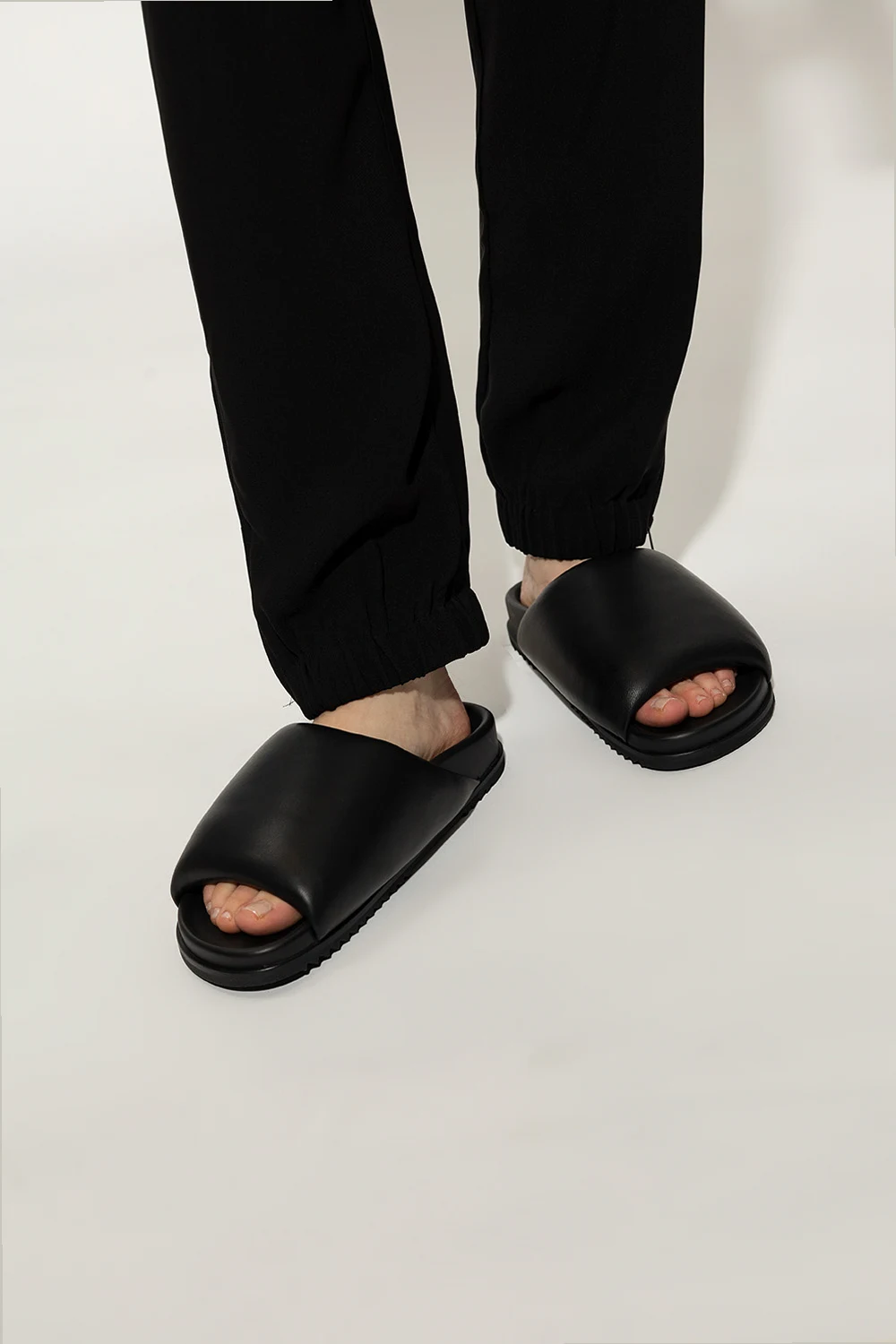 Leather slides