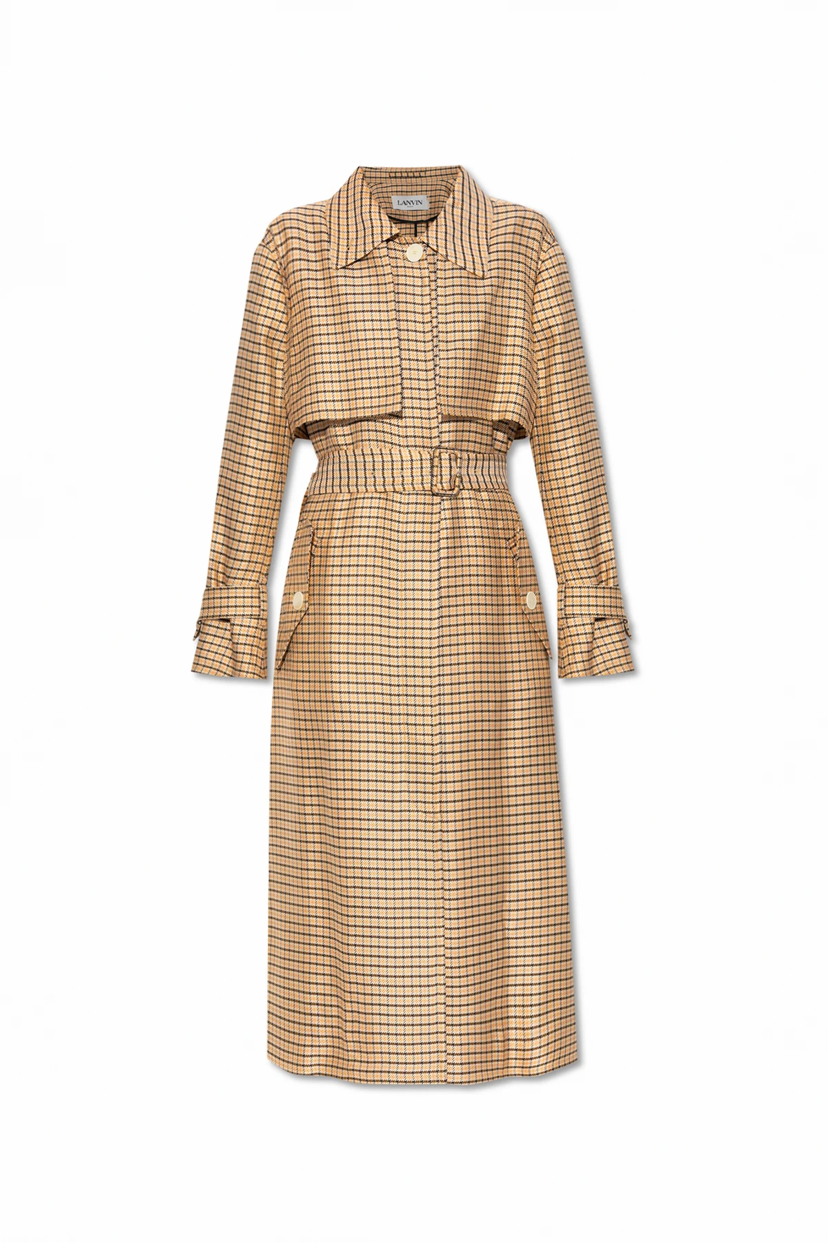 Checked trench coat