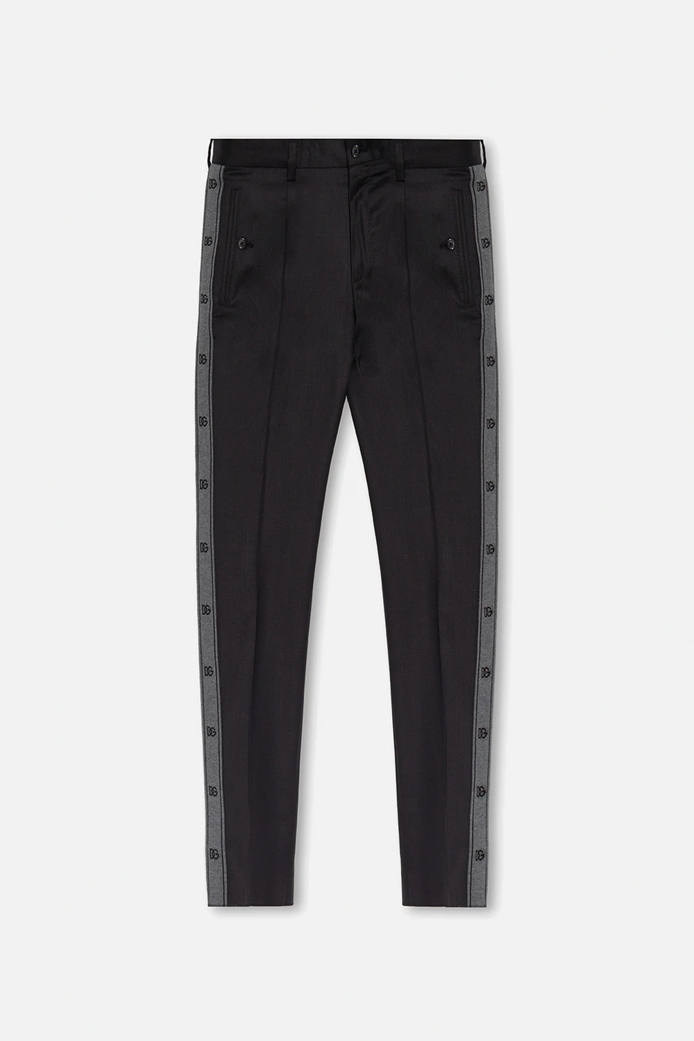 Pleat-front trousers with side panels