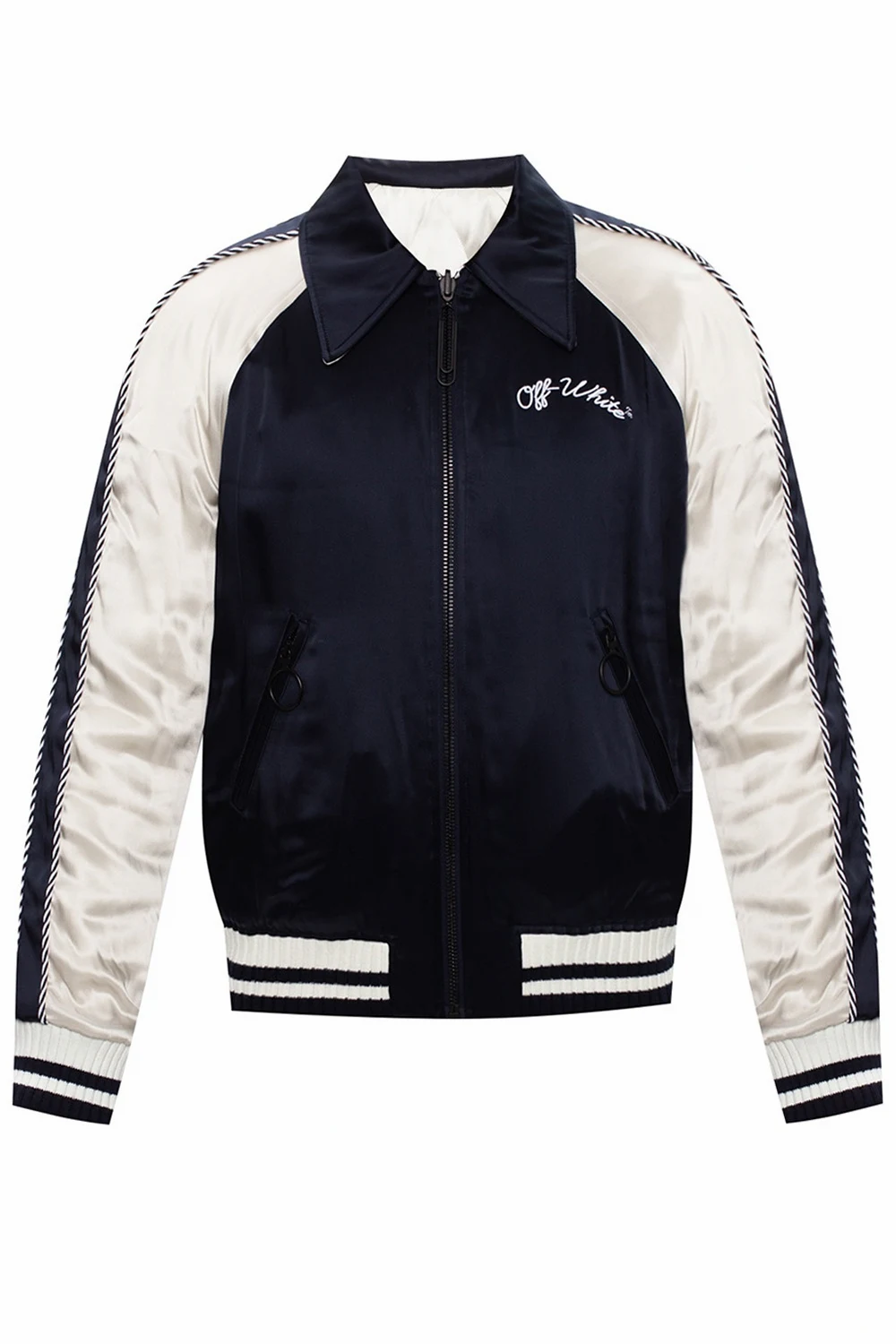 Reversible bomber jacket with logo