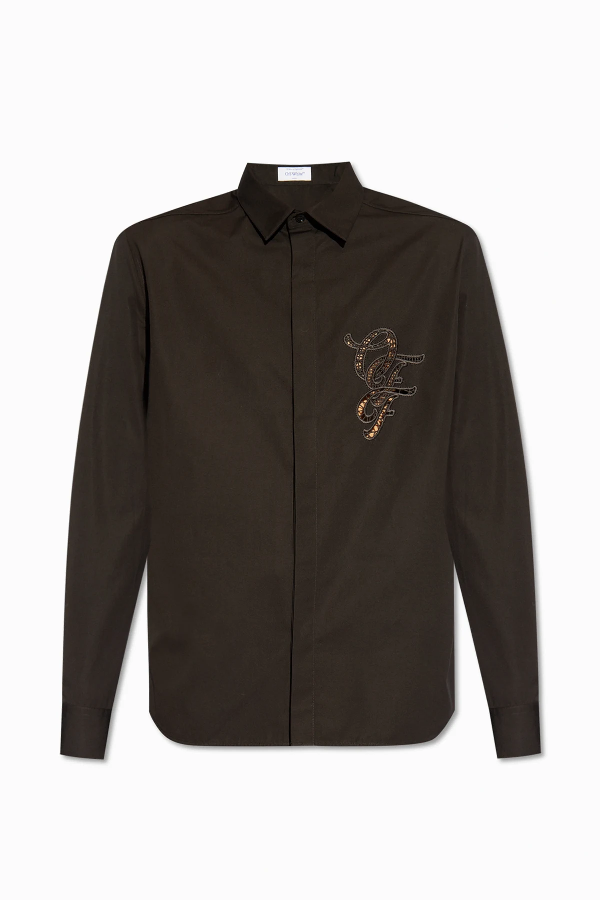 Shirt with openwork logo
