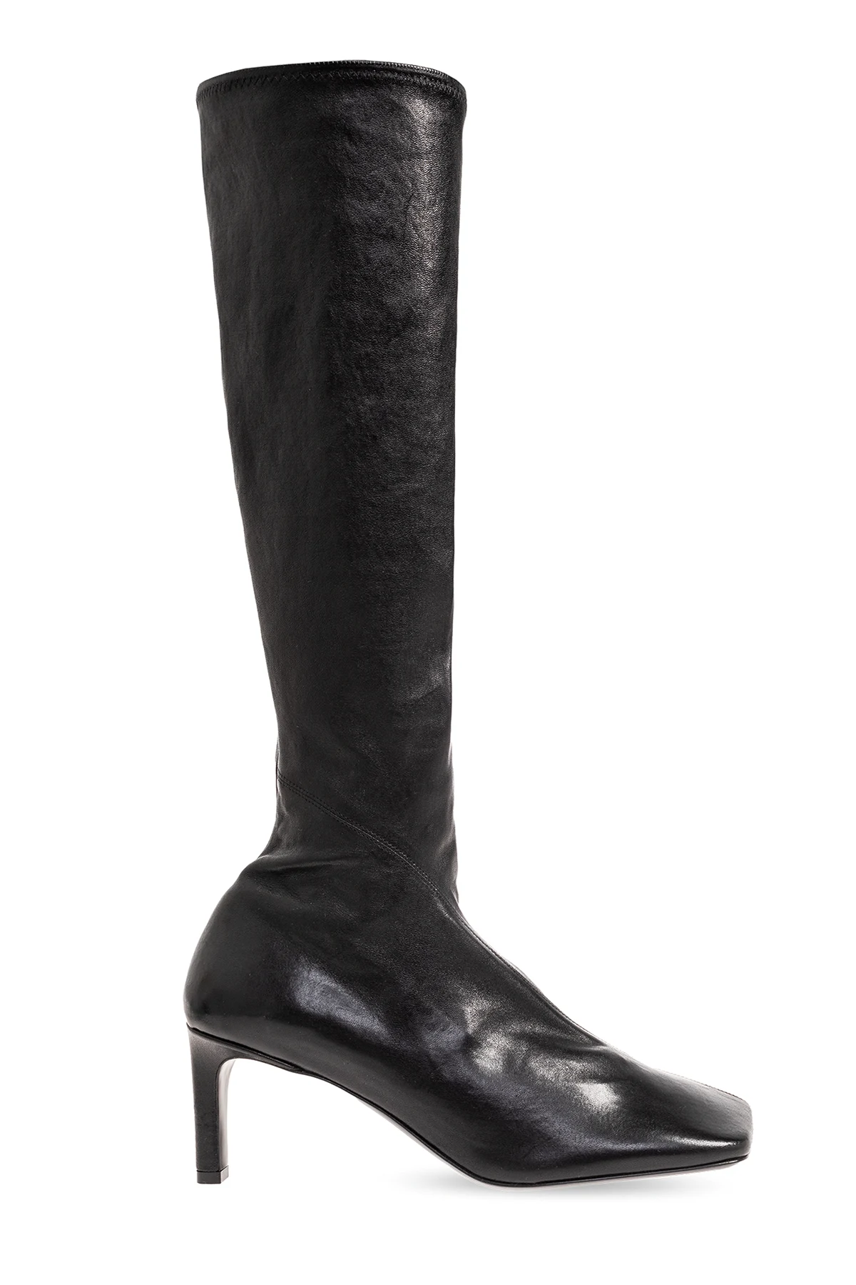 Skórzane kozaki na obcasie