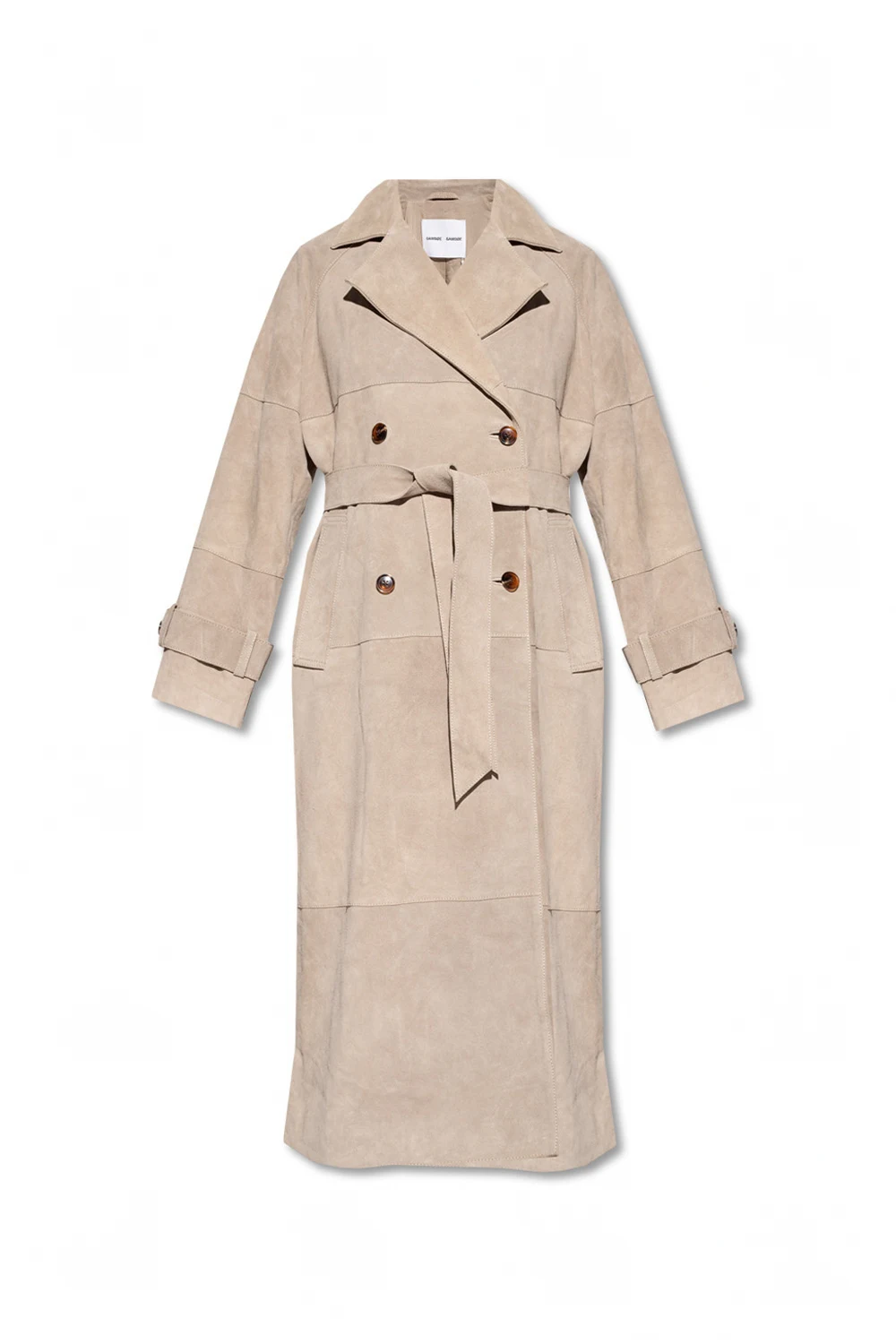 Double-breasted coat with belt