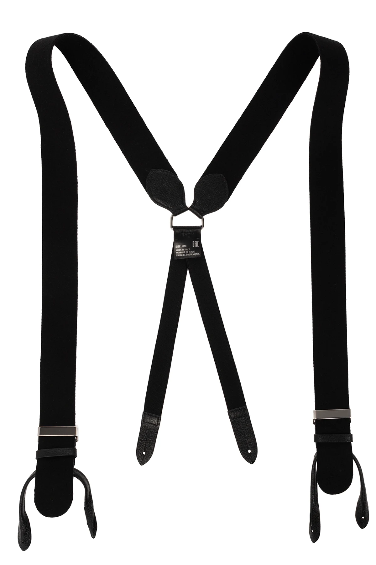 Leather-trimmed suspenders