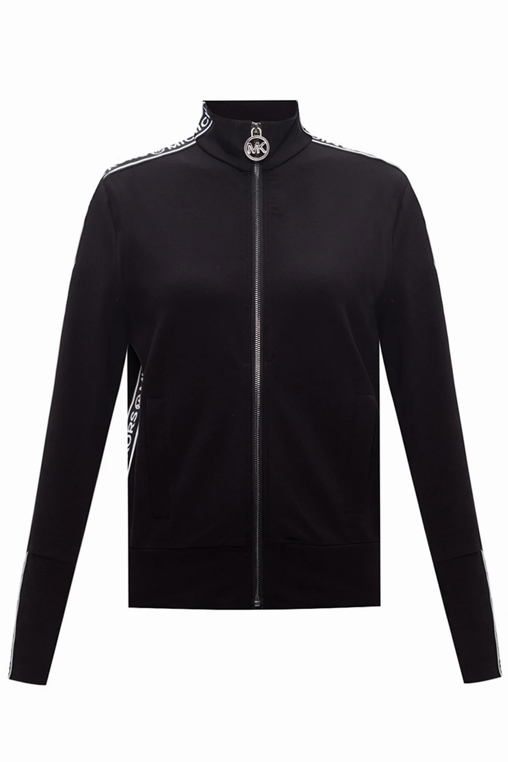 Track jacket with stand-up collar
