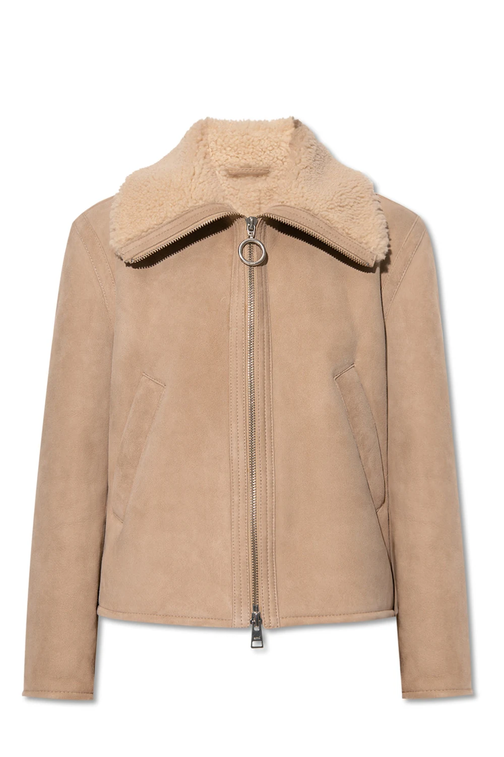 Shearling jacket with collar