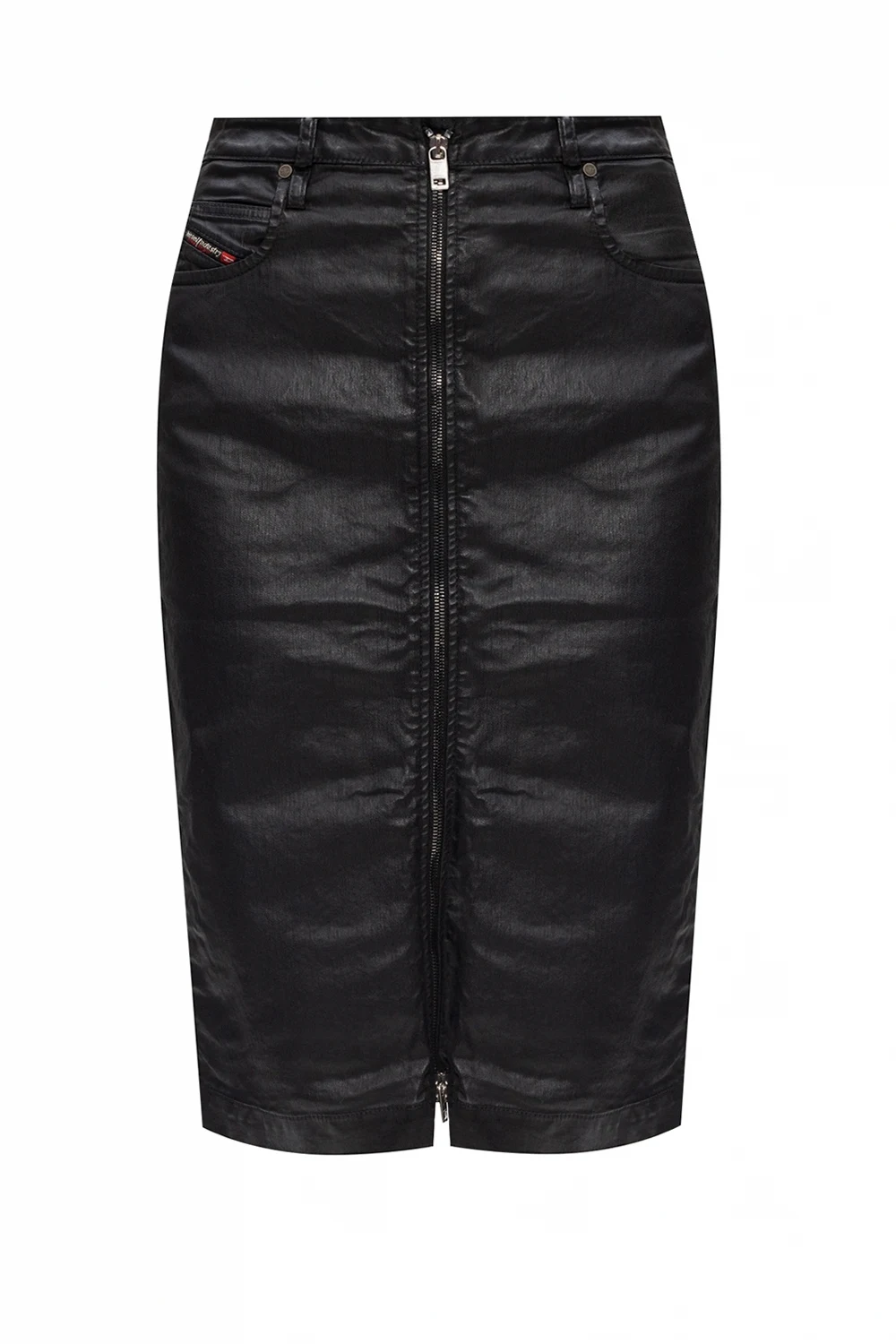 Coated denim skirt