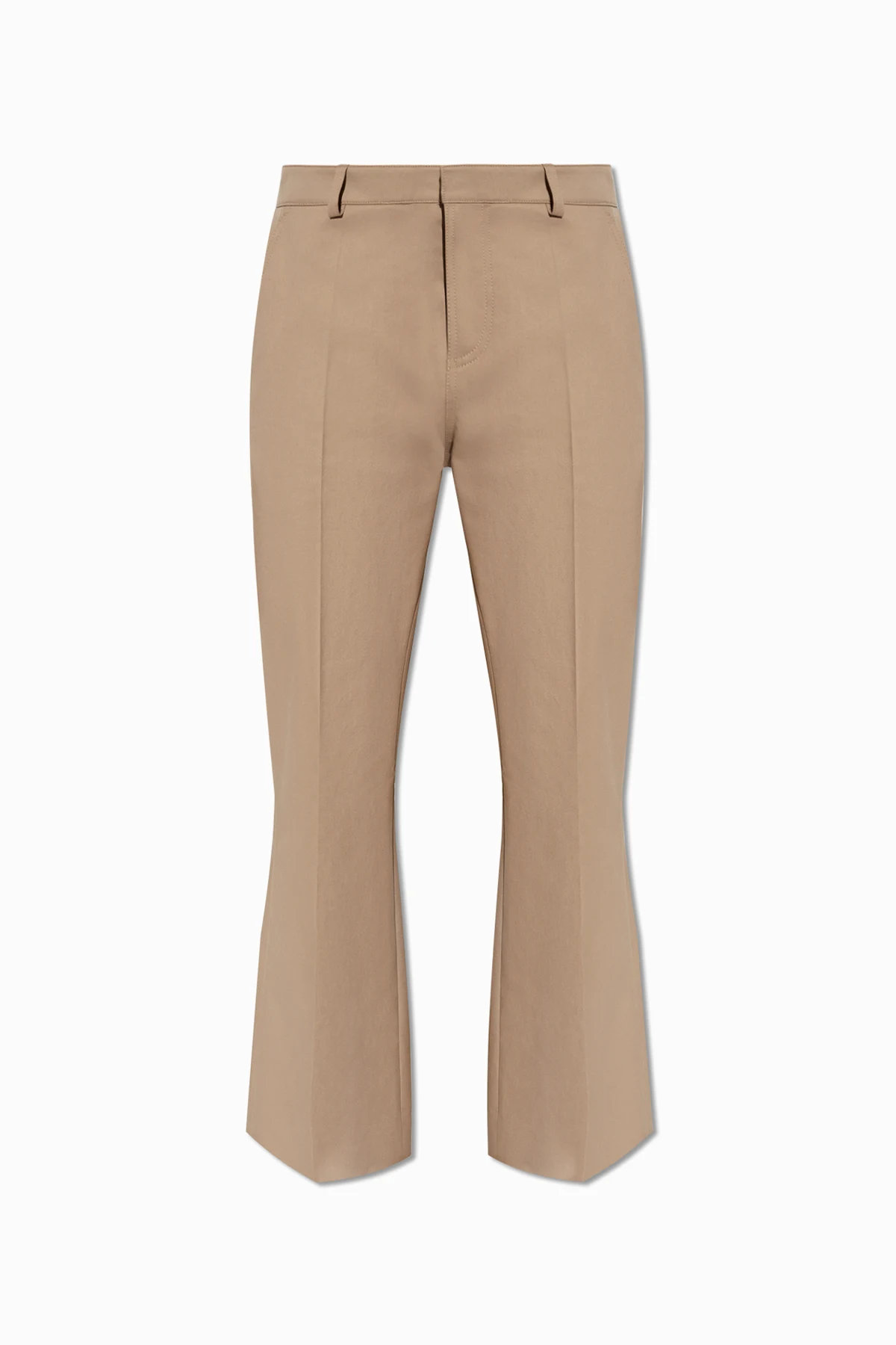 Pleat-front flared trousers