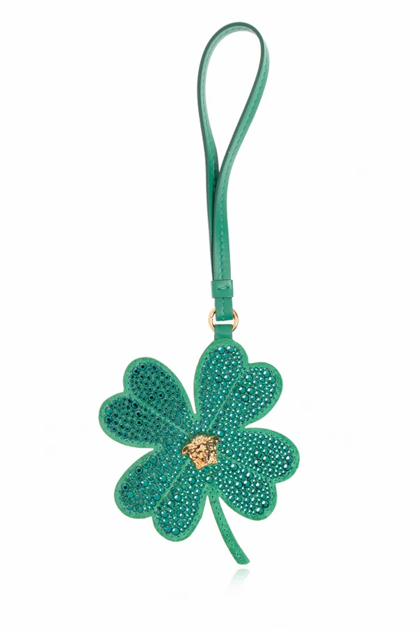 GREEN Leather pendant with a clover motif