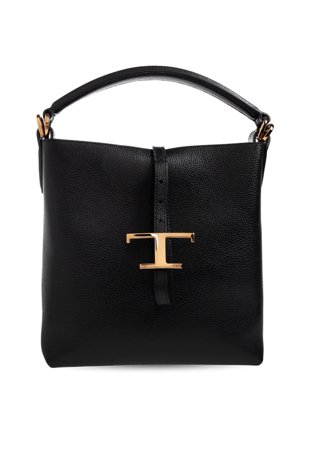 CZARNY Skórzana torba do ręki