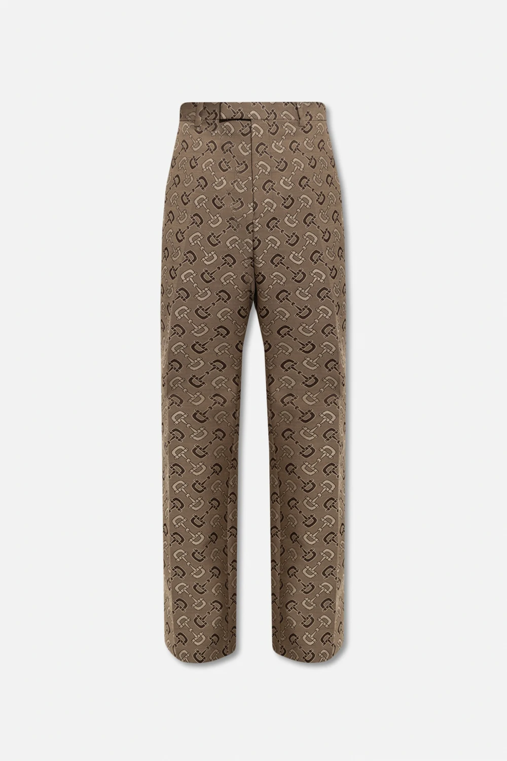 Patterned pleat-front trousers