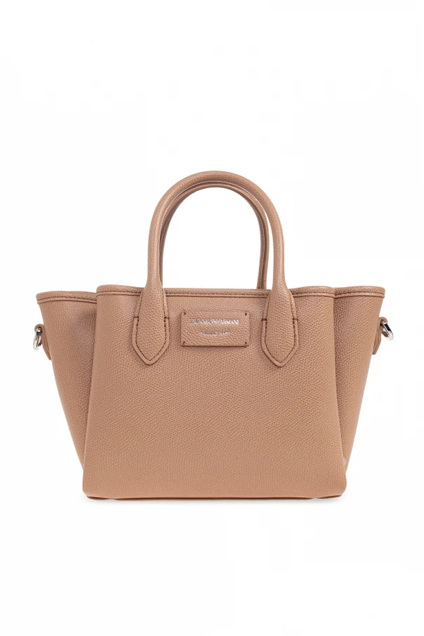 beige Handbag with printed logo