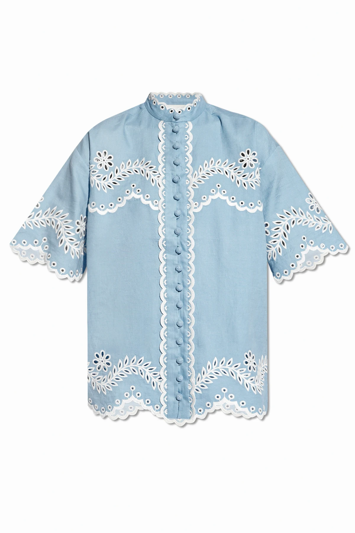 Linen shirt with broderie anglaise