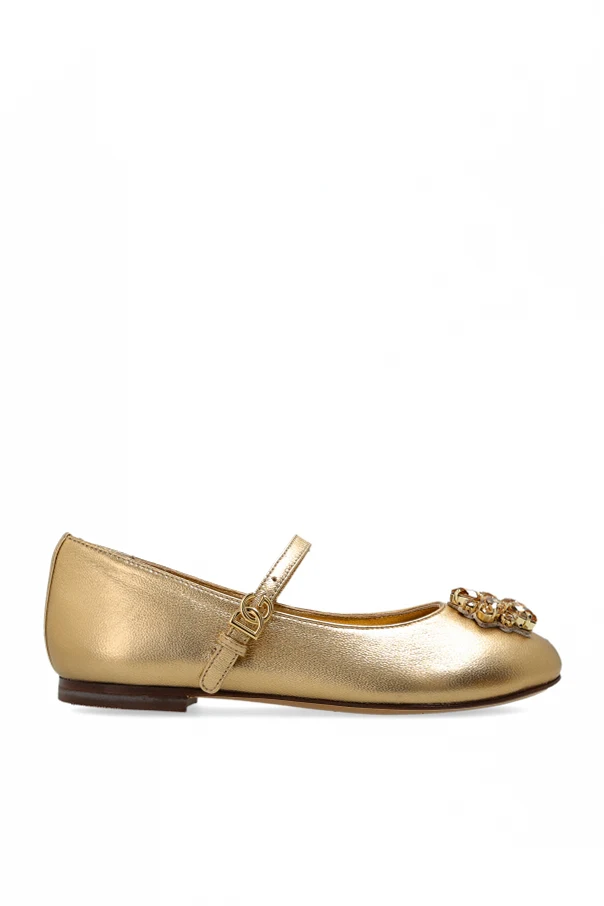 GOLD Ballerinas mit schimmernder Applikation