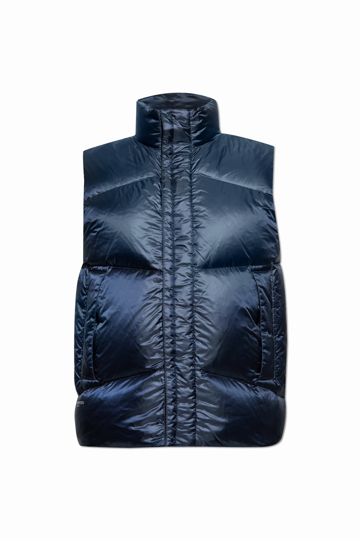 NAVY BLUE Down Vest with Stand-up Collar