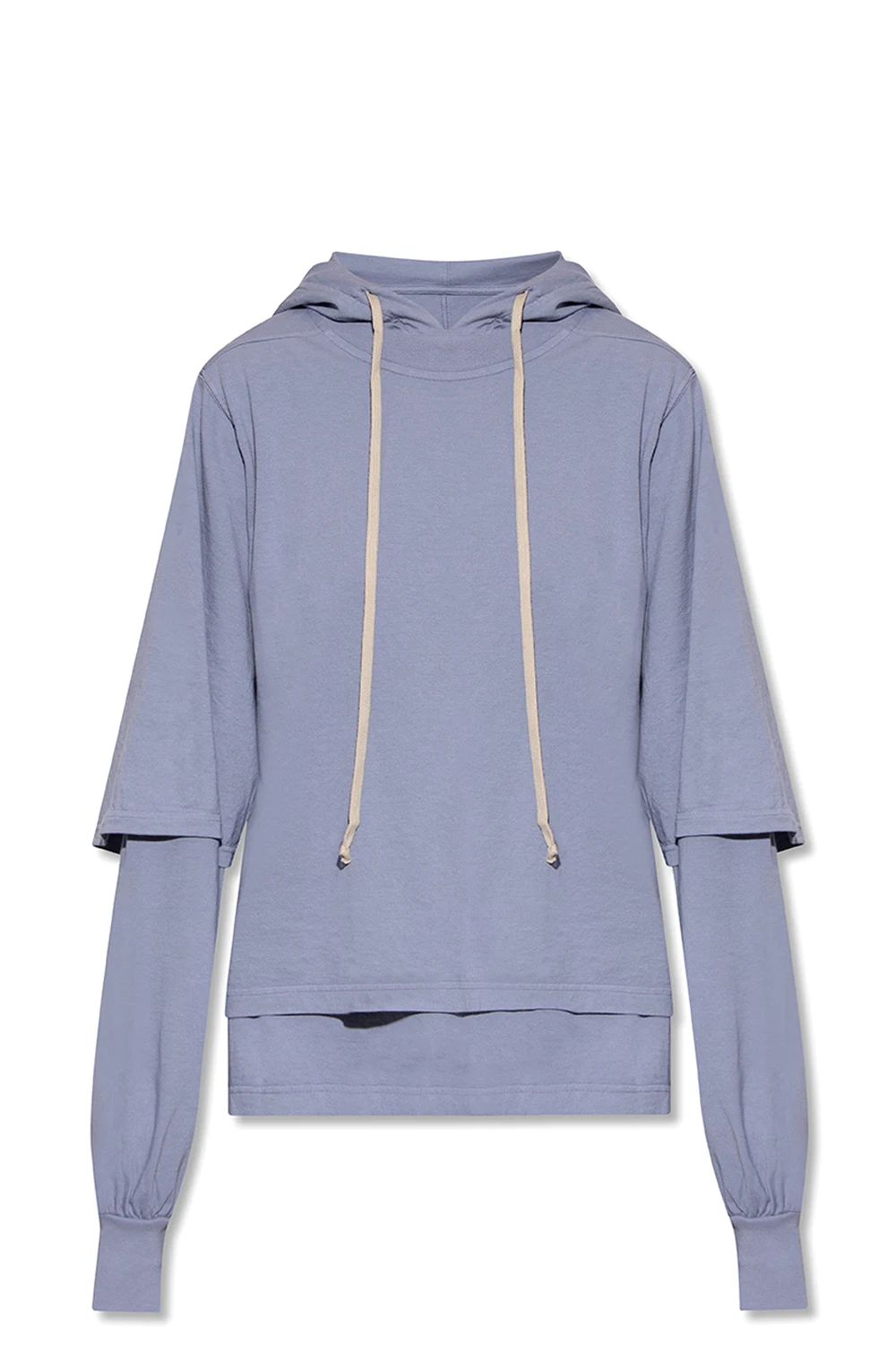 Double-layered T-shirt with hood