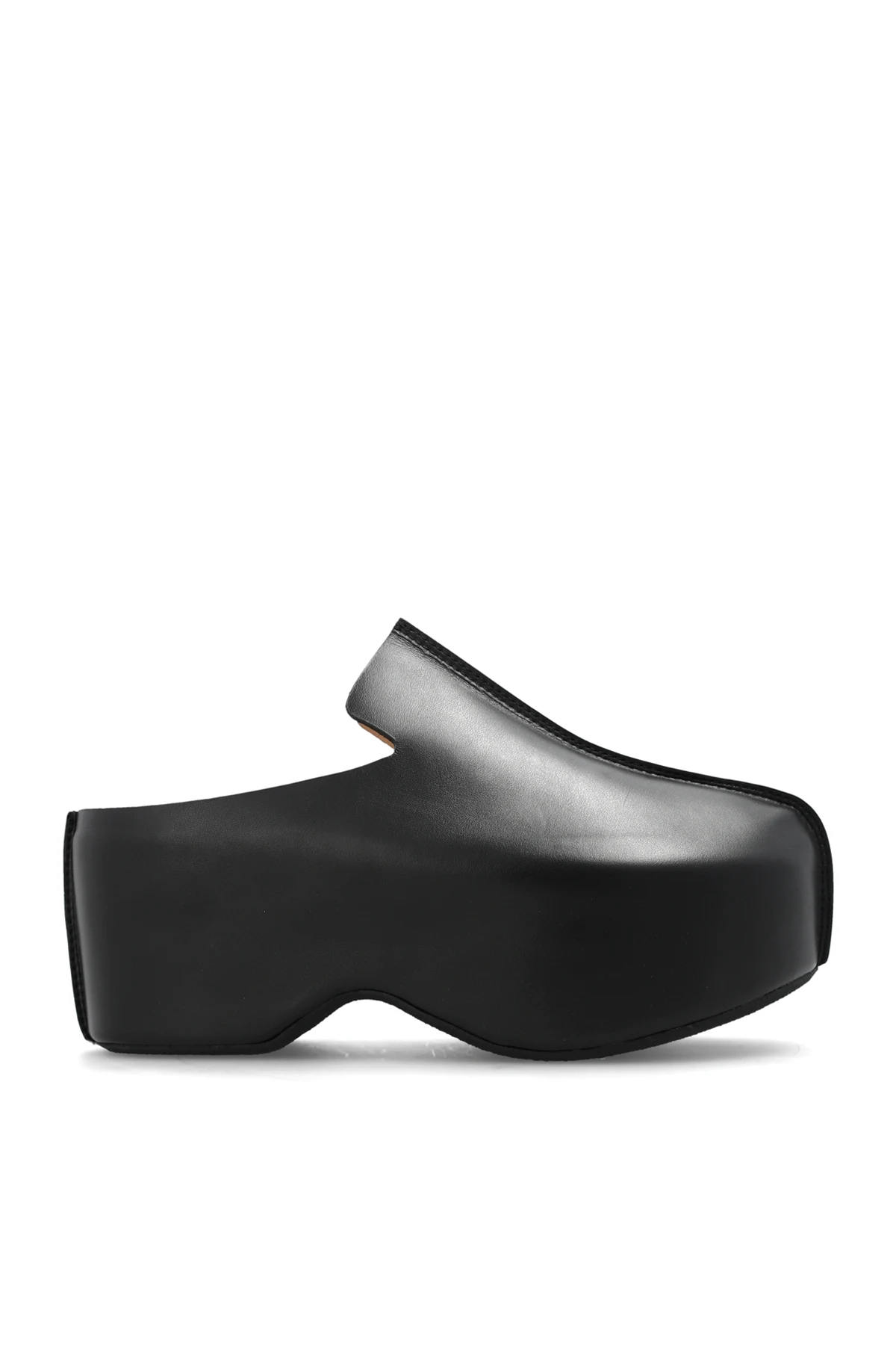 Leather platform clogs