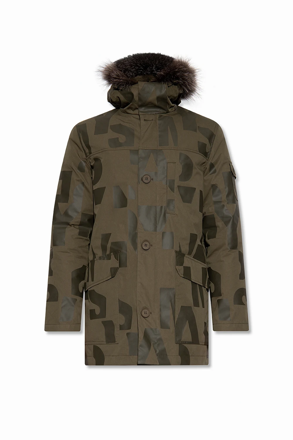 Down jacket with fox fur