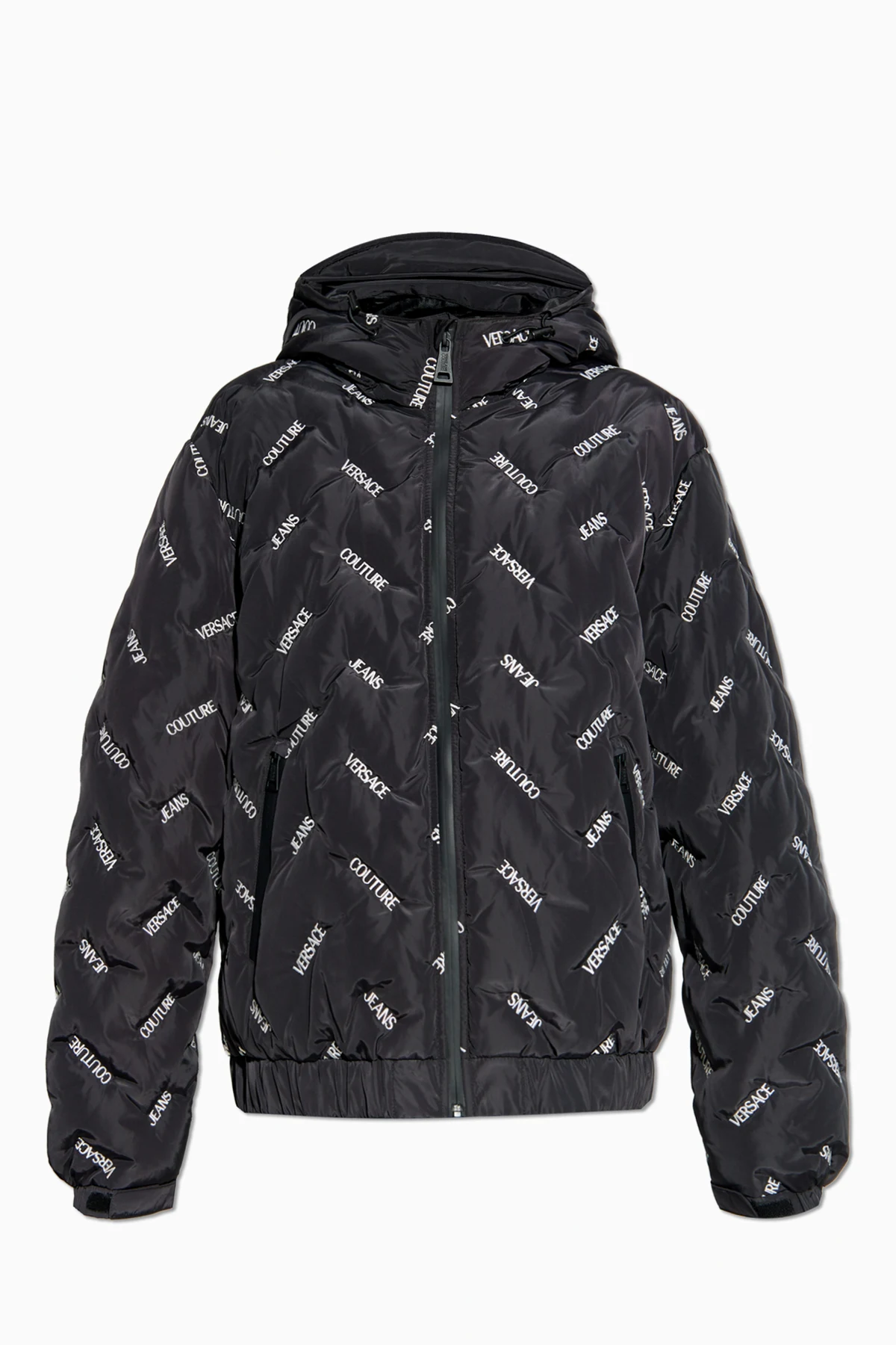 BLACK Puffer jacket with logo