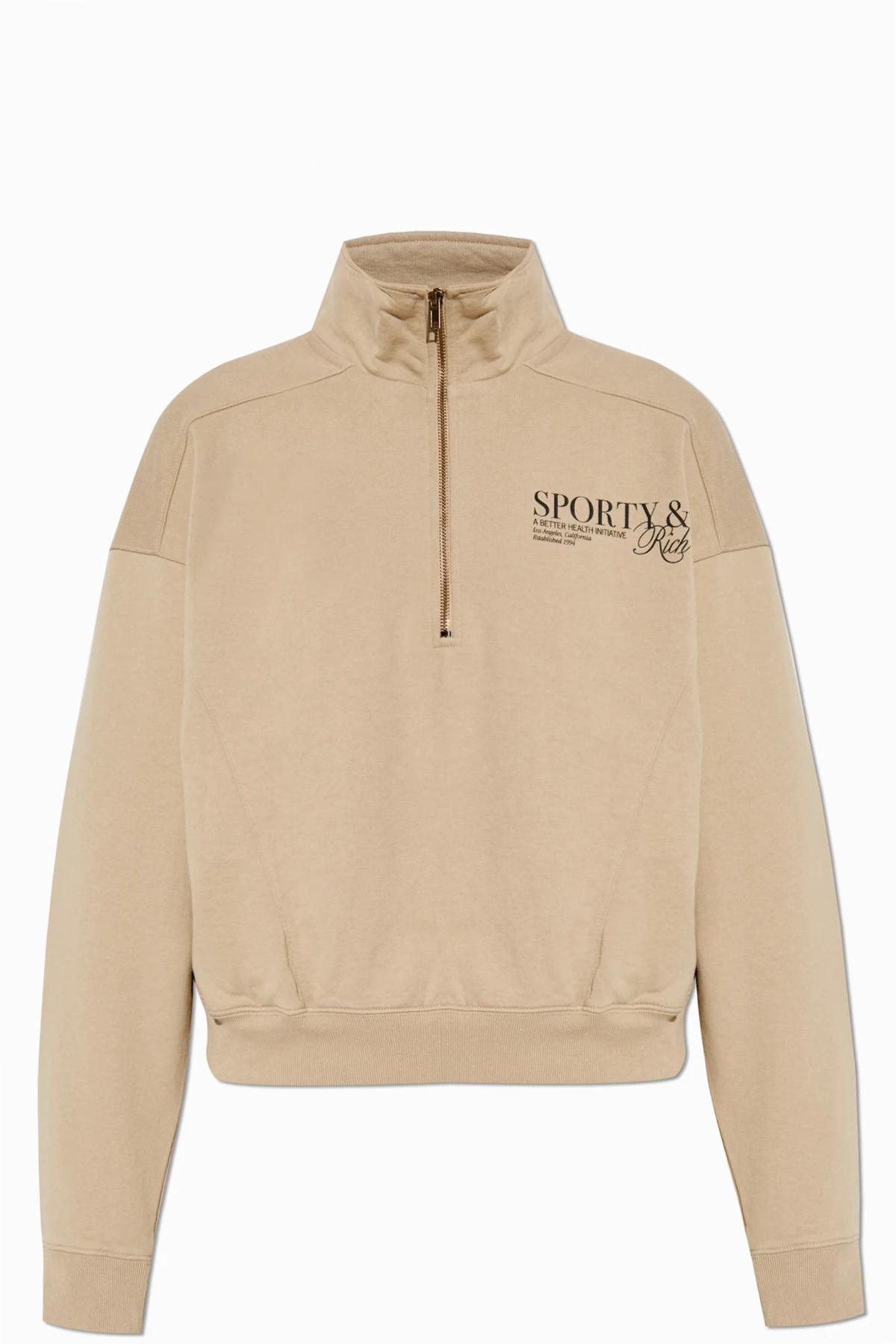 beige High Collar Sweatshirt