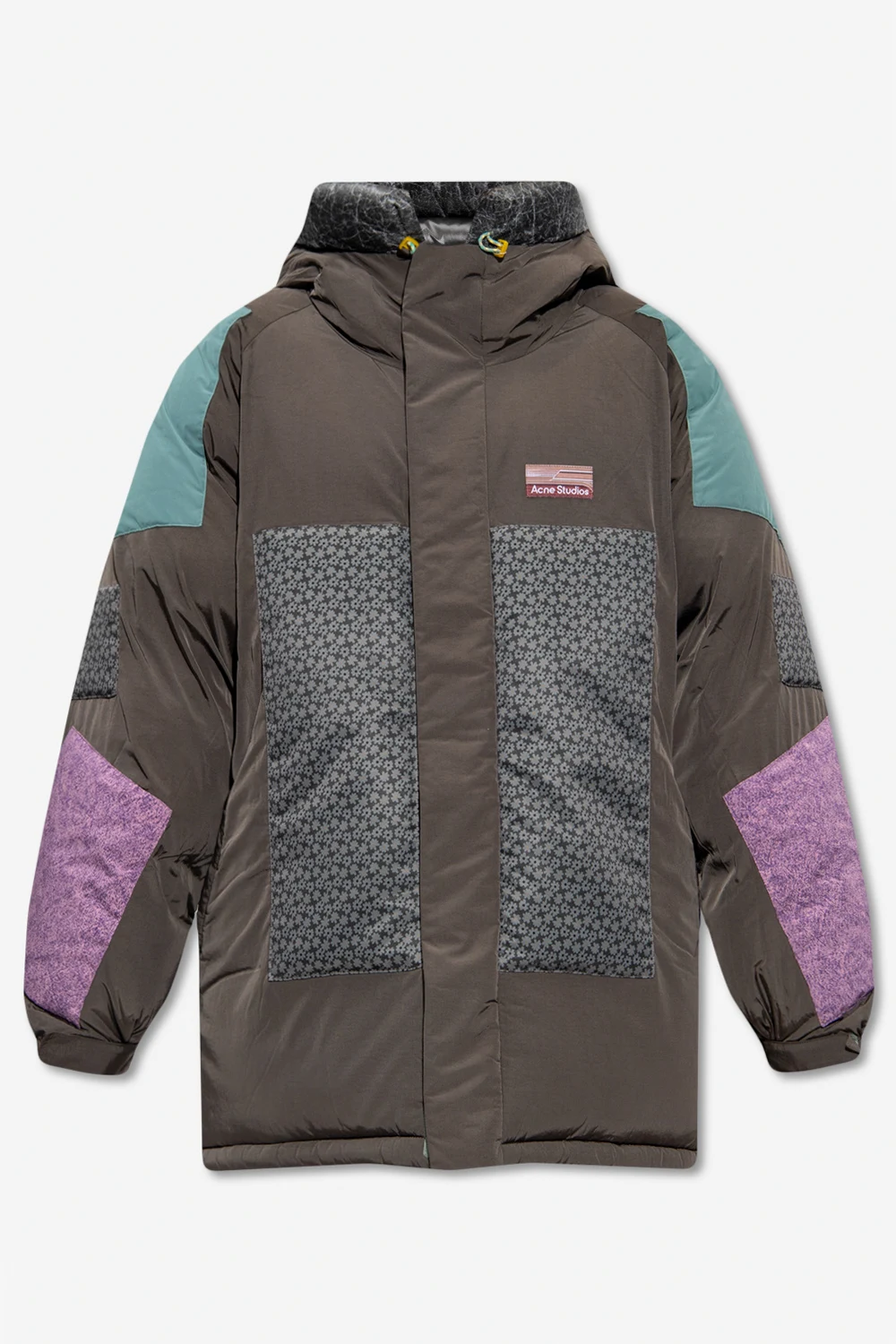 Down jacket with floral motif