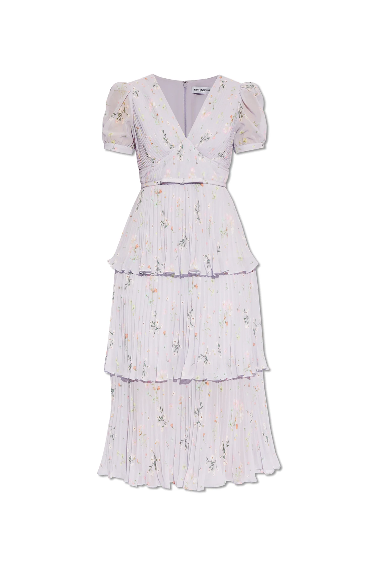 Pleated dress with floral motif