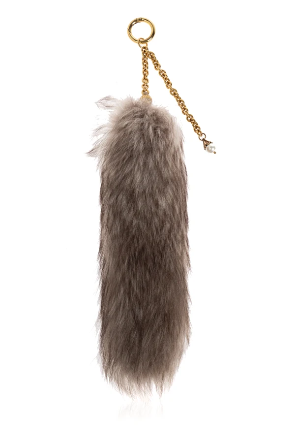 BROWN Furry bag charm