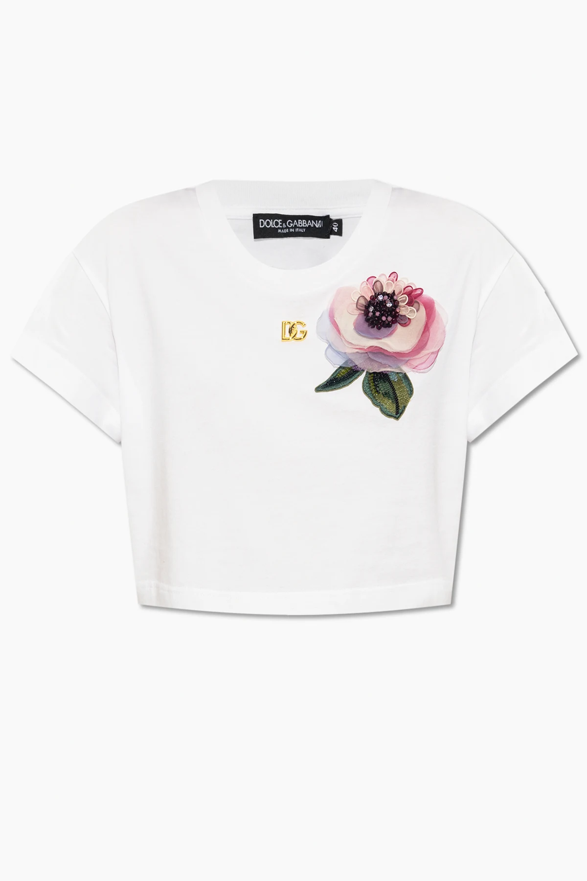 Cropped top with silk appliqué