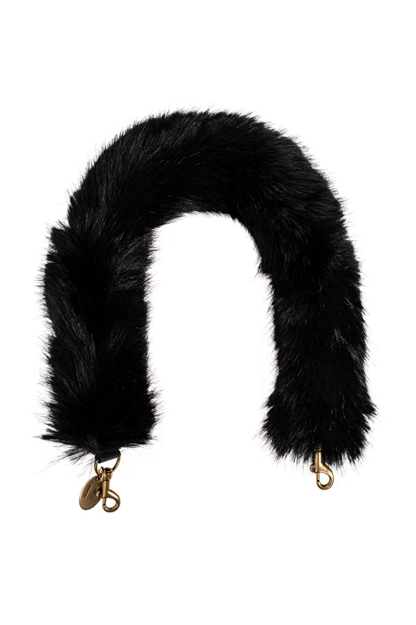 BLACK Faux fur bag strap