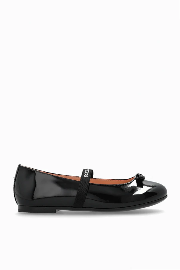 BLACK Leather ballet flats with an elastic strap