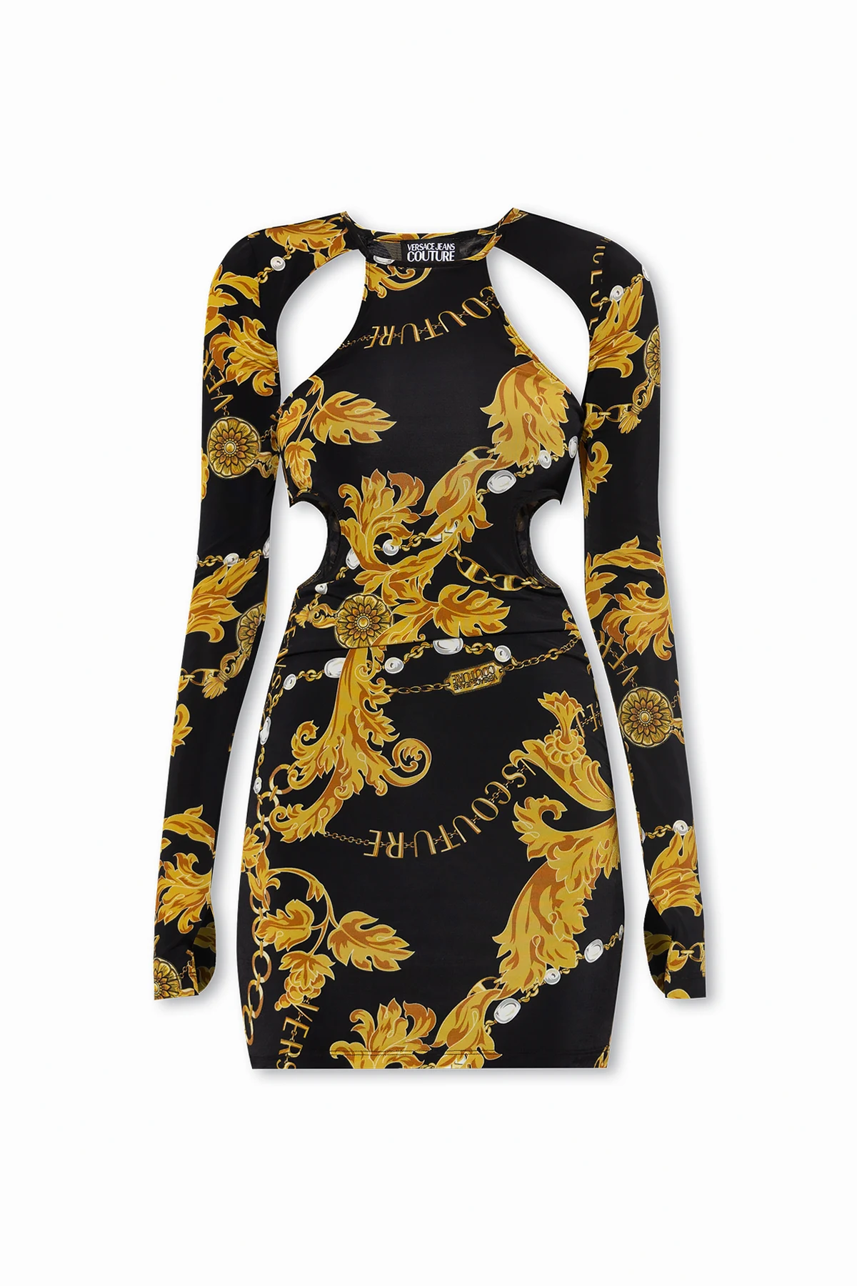 Krótka sukienka ze wzorem 'Chain Couture'