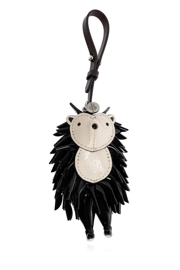 BLACK Bag charm with hedgehog motif