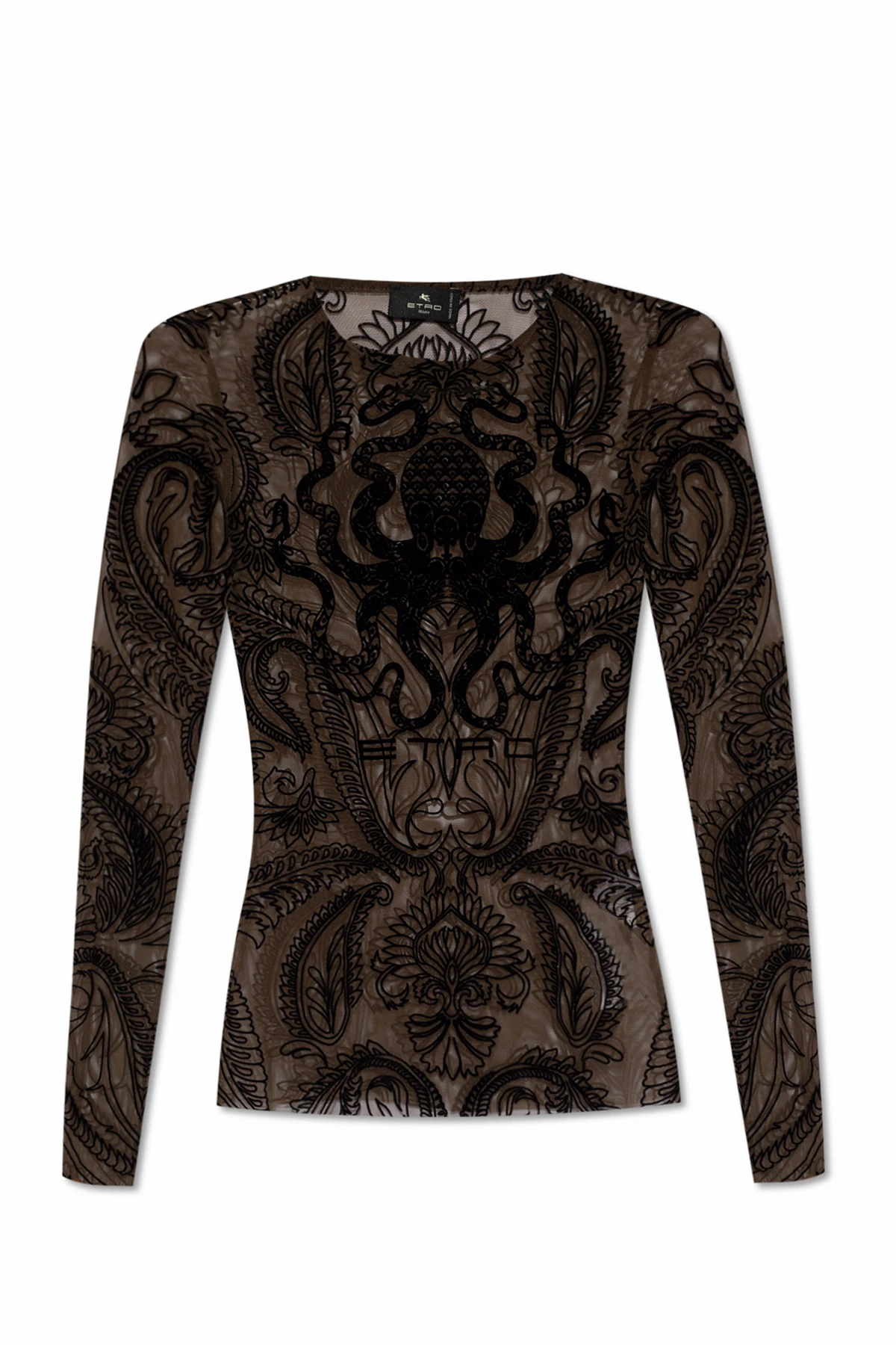 Tulle top with flocked pattern