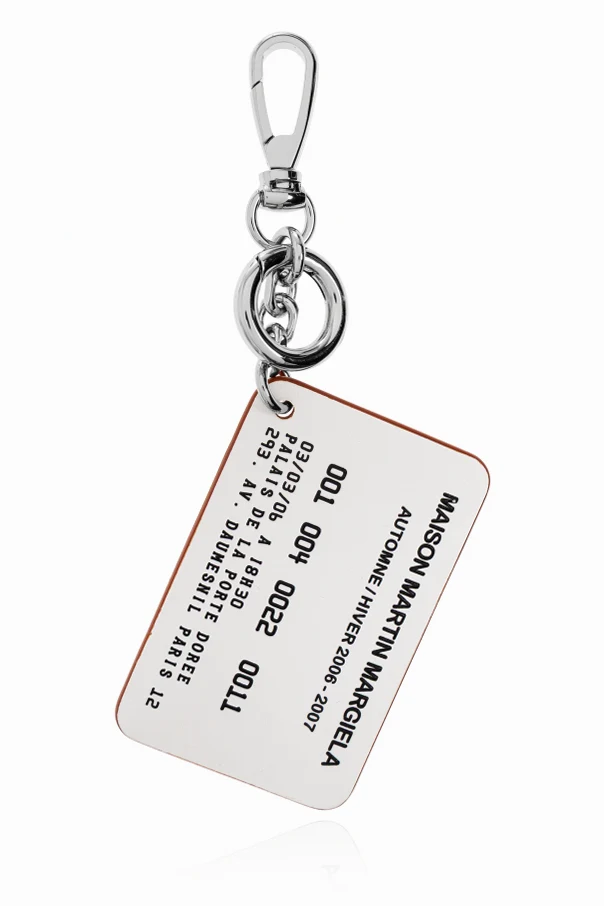 WHITE Keychain with leather strap