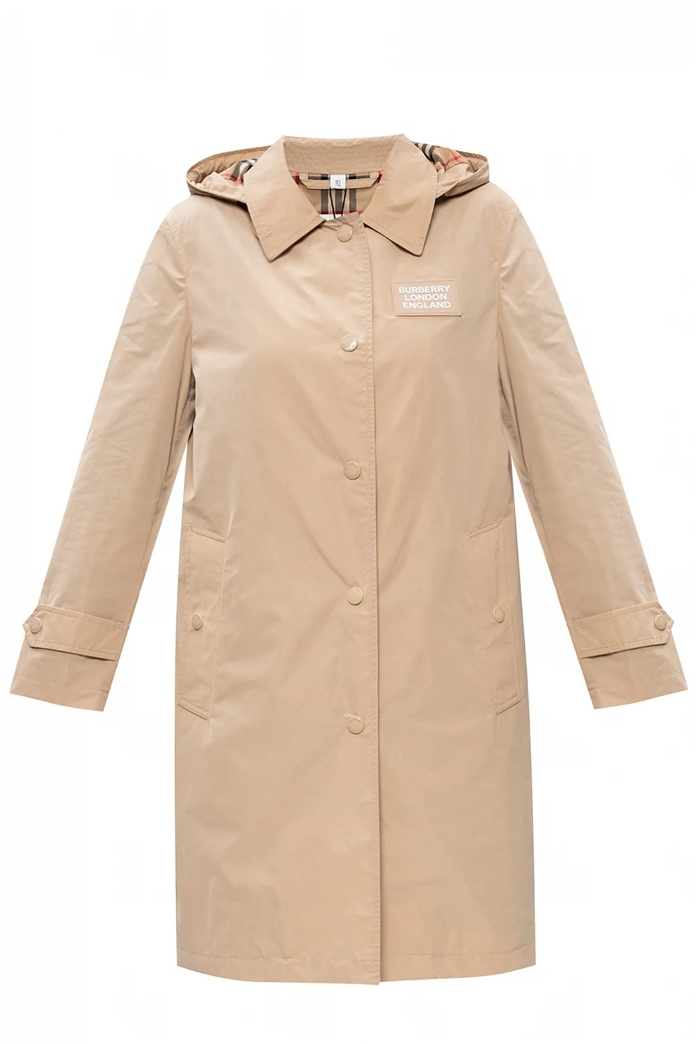 Trench coat with removable hood