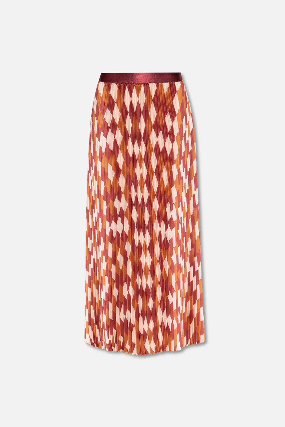 Patterned pleat-front skirt