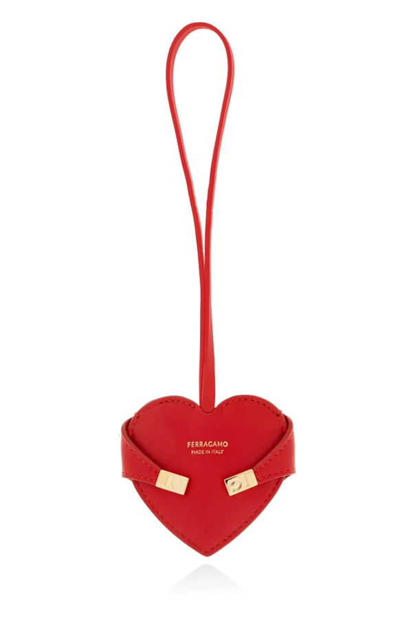 CZERWONY Skórzana zawieszka w kształcie serca