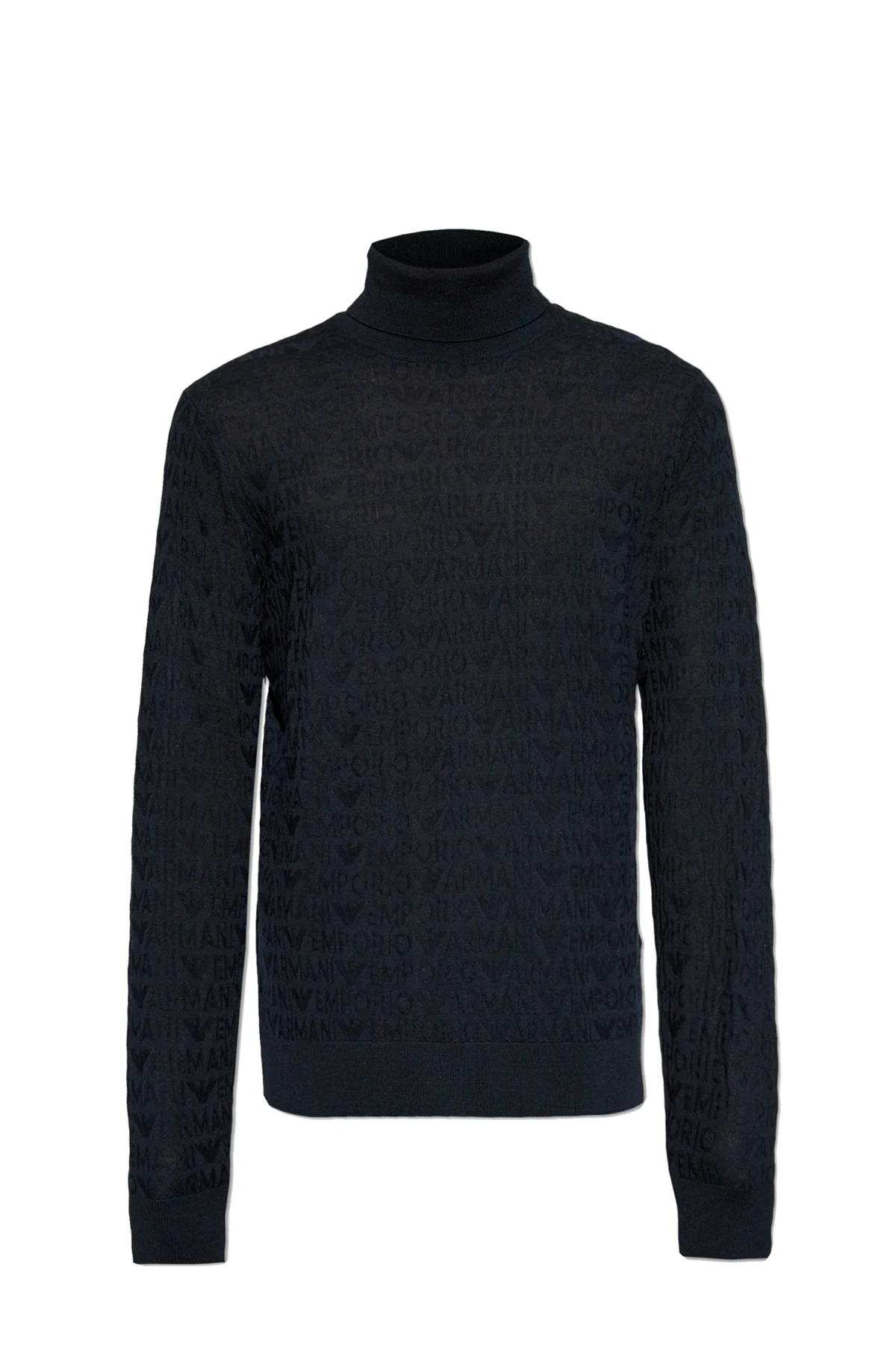 BLACK Wool turtleneck with monogram