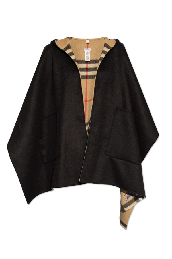 Cashmere poncho with hood