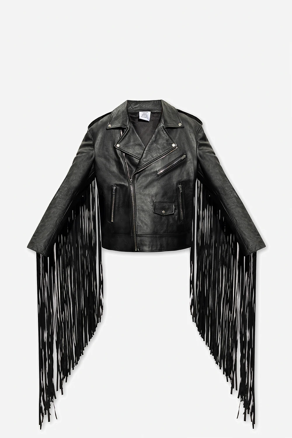 Leather jacket with fringes