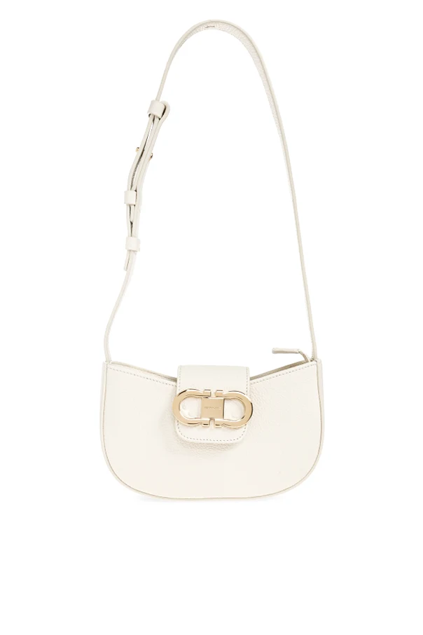 cream "Double Gancini Mini" shoulder bag
