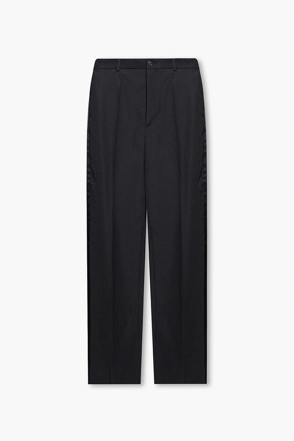 Wool pleat-front trousers