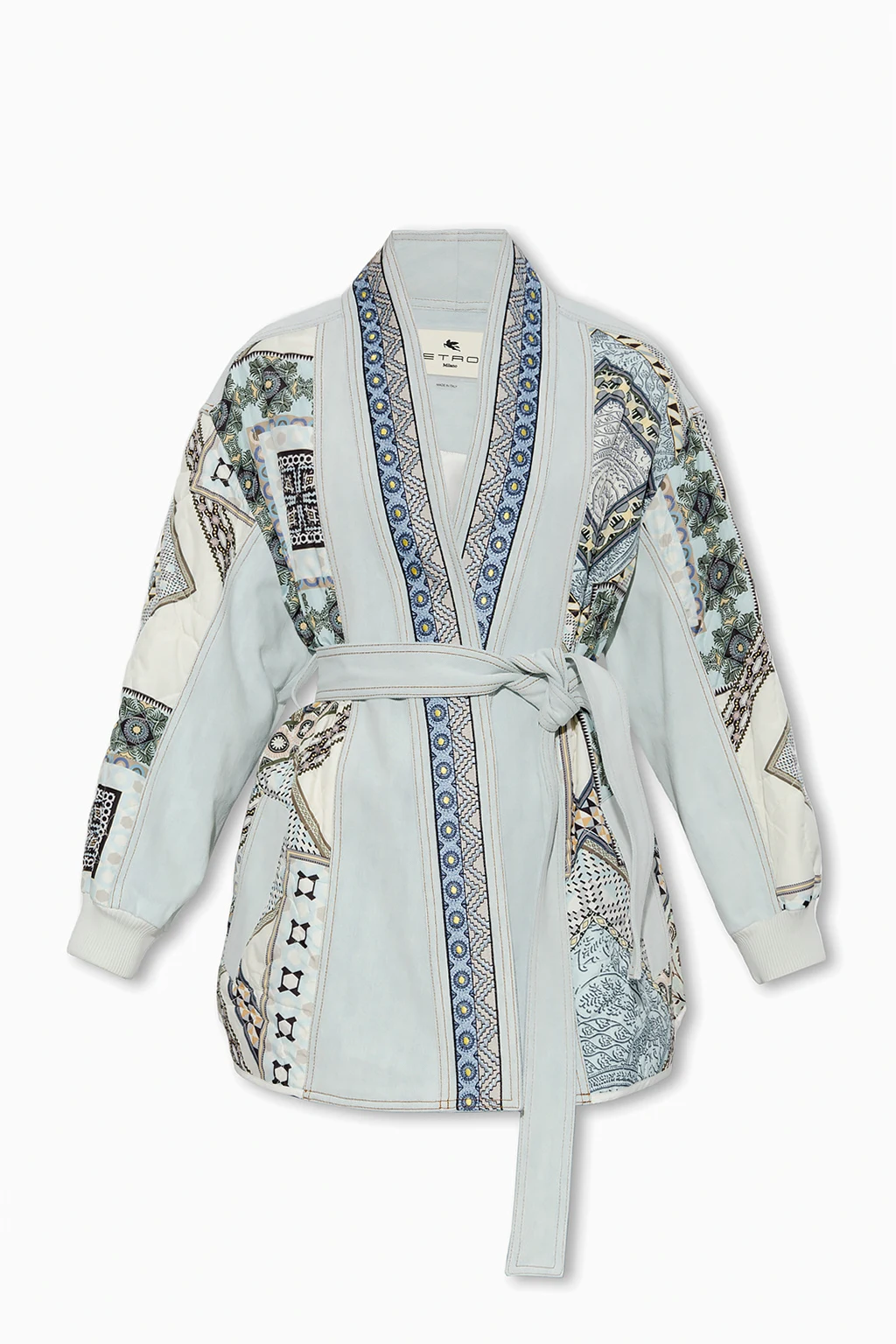 Belted patterned jacket