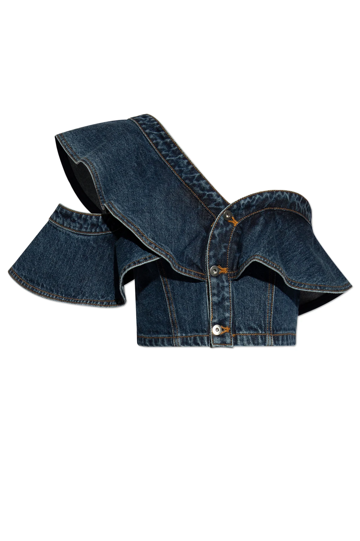 One-shoulder short denim top