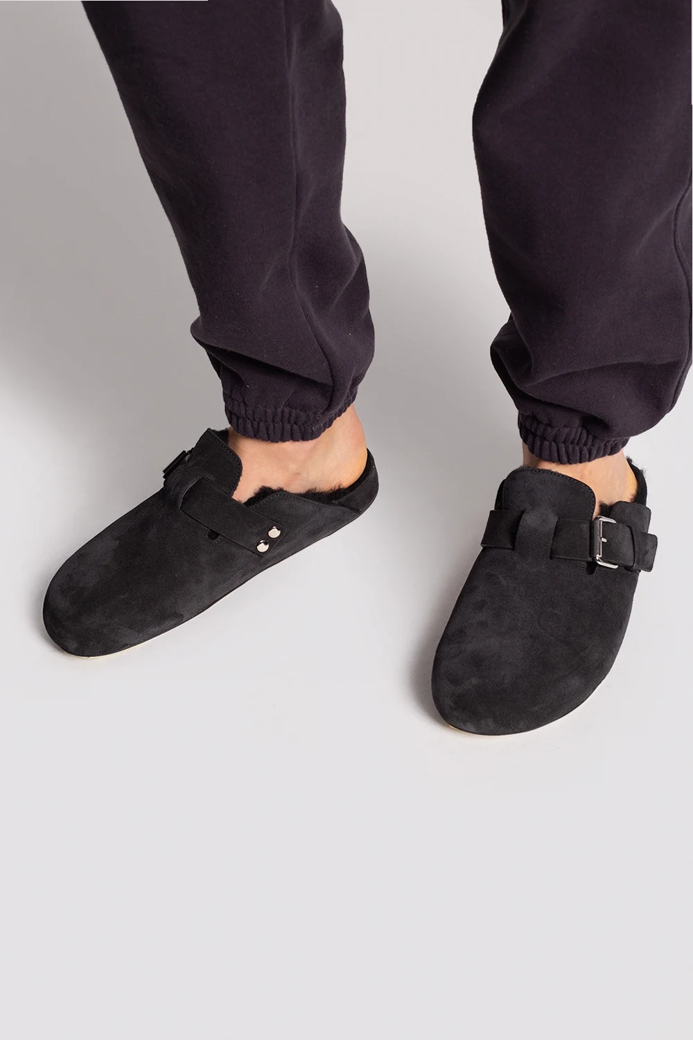 ‘Shearling Story’ leather slides