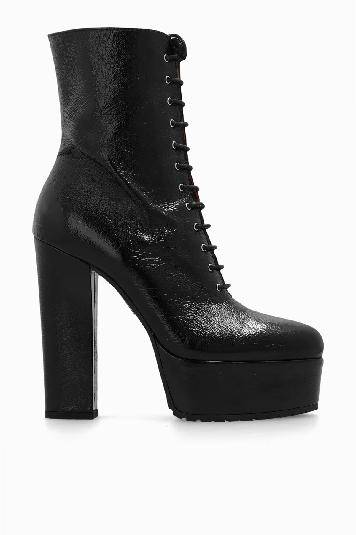 Lakierowane buty za kostkę na platformie