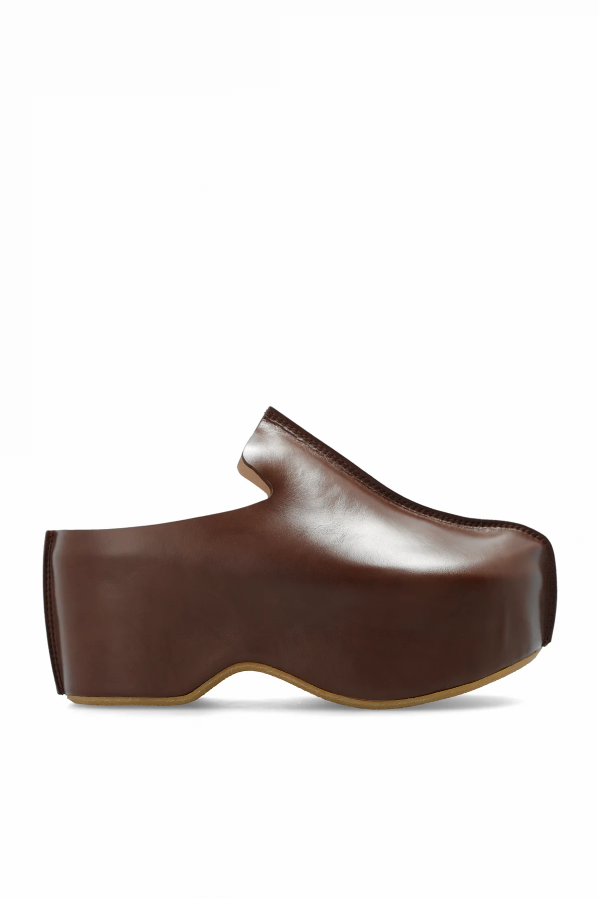 Leather clogs on high platform